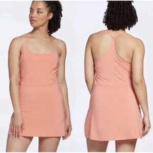 Calia Performance Dress Flush Pink Orange Creamsicle Tennis Y Back Size M